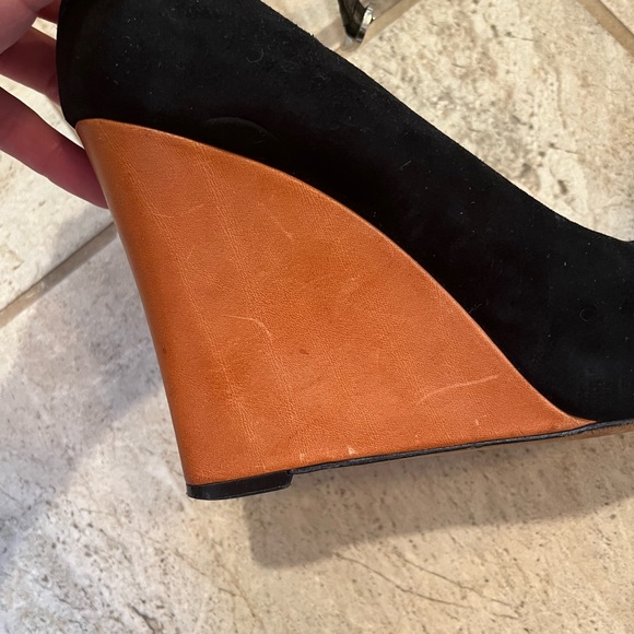 Celine black suede and brown leather wedges - Picture 10 of 17